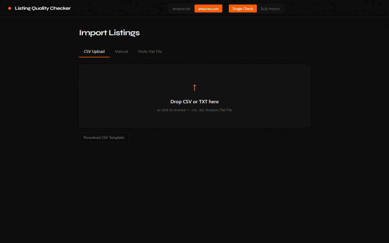 Bulk Import Flow — import CSV, see dashboard with score badges